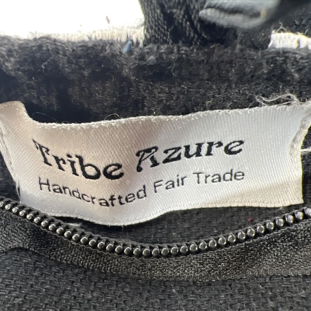 Tribe Azure Handcrafted Fair Trade Large Black 100% Cotton Hobo Hippie Boho Bag‎